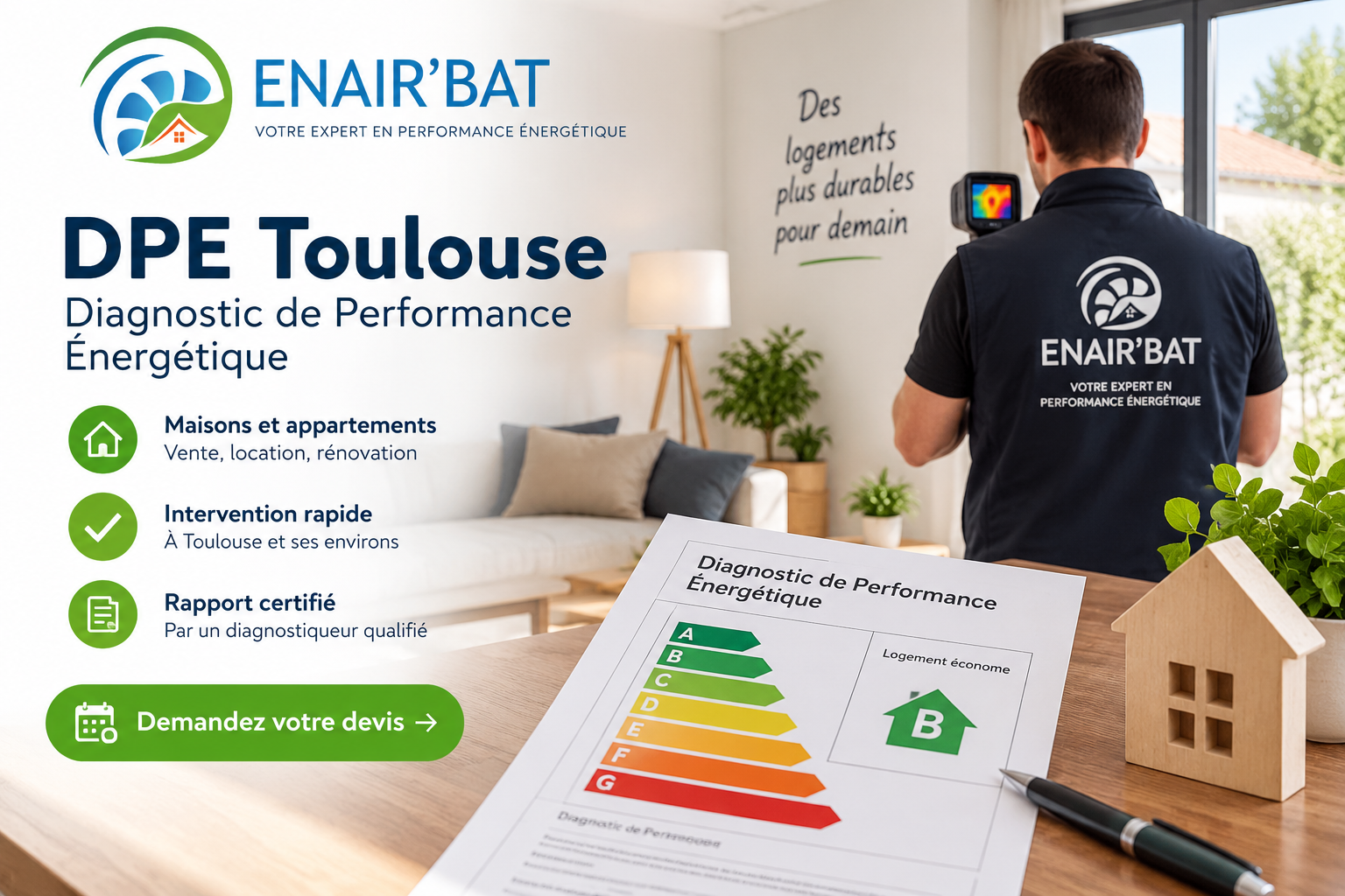 Diagnostic de performance énergétique à Toulouse - ENAIR'BAT